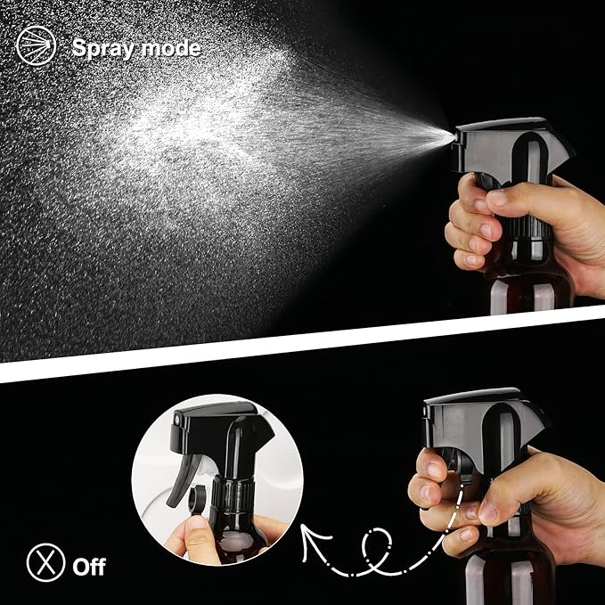 Plastic Spray Bottles 12oz Mist Spraying Bottle Continuous Mister Spray Bottle Heavy Duty Empty Water Spray Bottles for Hair, Cleaning Solutions, Plants，Essential Oils 2 Pack (Brown-2pcs)