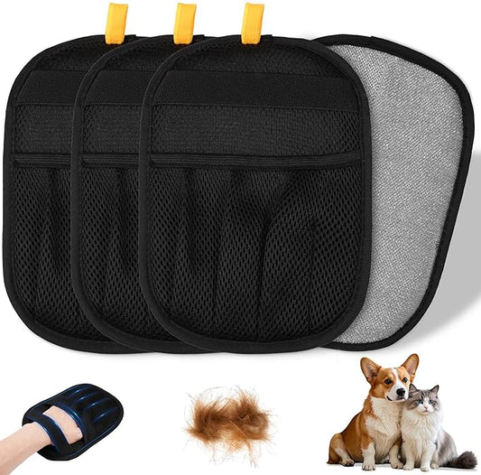 4PCS Pet Hair Removal Glove for Cats & Dogs, Upgraded Five-Finger Electrostatic Pet Hair Remover Glove, Reusable Magic Brush Pet Hair Removal Tool for Laundry, Couch, Carpet & Car Seat