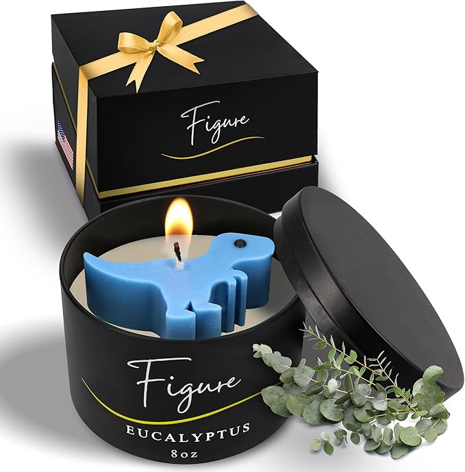Blue Dinosaur Candle – Handcrafted Soy & Beeswax Blend with Eucalyptus Essential Oil | Refreshing Candle for Kids & New Moms | Calming Aroma, Cute Dino Gift, Clean Burn, Made in USA