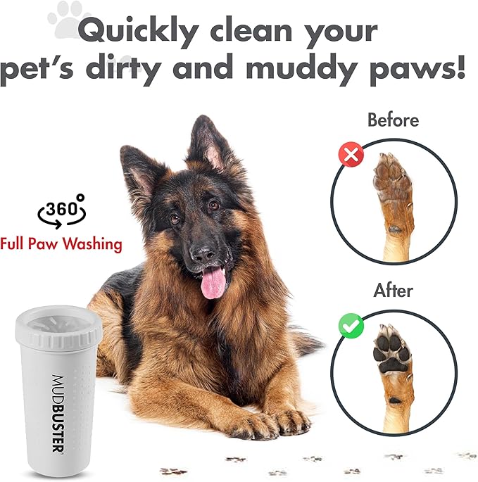 Dexas MudBuster Portable Paw Cleaner for Dogs, Large, Bright White Special Edition, Premium Pet Supplies and Accessories