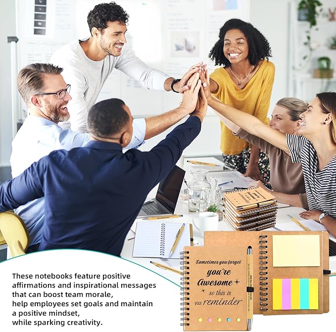 100 Pcs Employee Appreciation Gifts Bulk - 50 Sets of Inspirational Spiral Notebooks with Motivational Pens, Thank You Gifts for Staff, Coworkers,Teacher, Housekeeping, Team, Nurse, Office & School