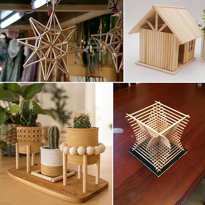 25PCS Dowel Rods Wood Sticks Wooden Dowel Rods - 1/4 x 12 Inch Precut Dowels for Crafting, Hardwood Dowel Rod Assortment, Wooden Rod Sticks Doweling Rods, Cake Dowels for Tiered Cakes