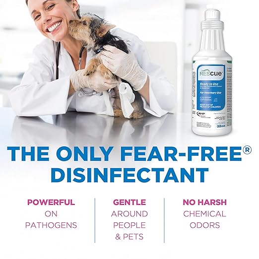 REScue One-Step Ready-to-Use Disinfectant Cleaner & Deodorizer – For Veterinary Use, Animal Shelters, Pet Foster Homes, Kennels, Litter Box – 32 Ounce RTU (Spray Nozzle NOT Included)