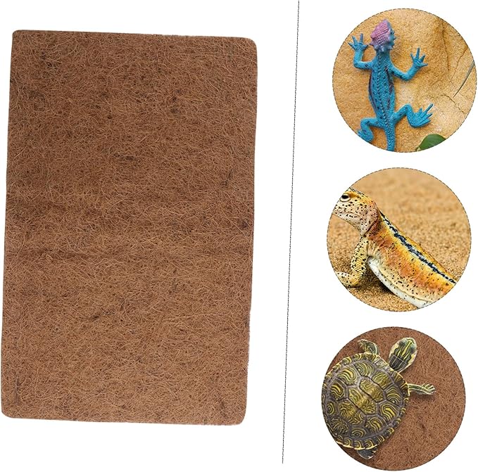 3pcs Natural Coconut Fiber Reptile Bedding Mat Breathable Substrate for Lizard Tank Leopard Gecko Turtle Enclosure Pet Habitat Liner with Strong Permeability and Easy Cleaning