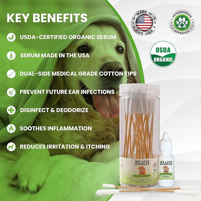 We Love Doodles Dog Dental Spray & Dog Ear Cleaning Solution Kit - Organic, Plaque & Tartar Control Spray, Natural Oral Care, Freshens Breath Spray, Ear Drops for Dogs, Prevent Infections