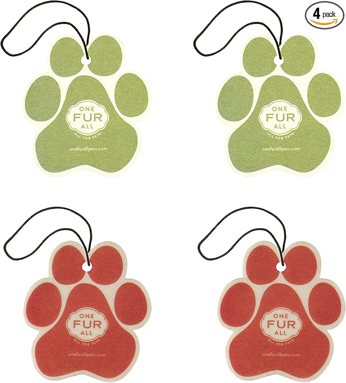 One Fur All Pet House Car Air Freshener - Fresh Citrus/Ruby Red Grapefruit Pack of 4 - Non-toxic Car Air Freshener - Pet-Friendly Air Freshener For Small Spaces & Car - Odor Eliminating Air Freshener