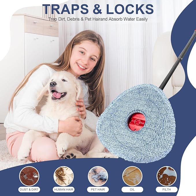 Mop Pads for O-Cedar, New Upgrade 4 Pack Mop Refill Pads, Perfect Addition for Ocedar System Owners, Machine Washable, Reusable, Easy to Replace