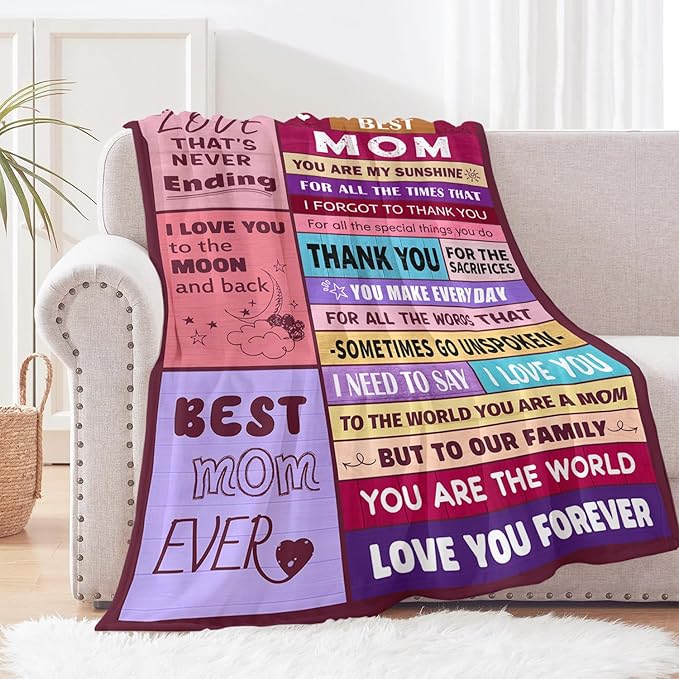 Mom Birthday Gifts from Daughter & Son - Best Mom Ever Gifts - Presents for Moms - Christmas Valentines Day Mothers Day Birthday Gift Ideas for Moms - Gift for Mother - To My Mom's Blanket 60"x80"