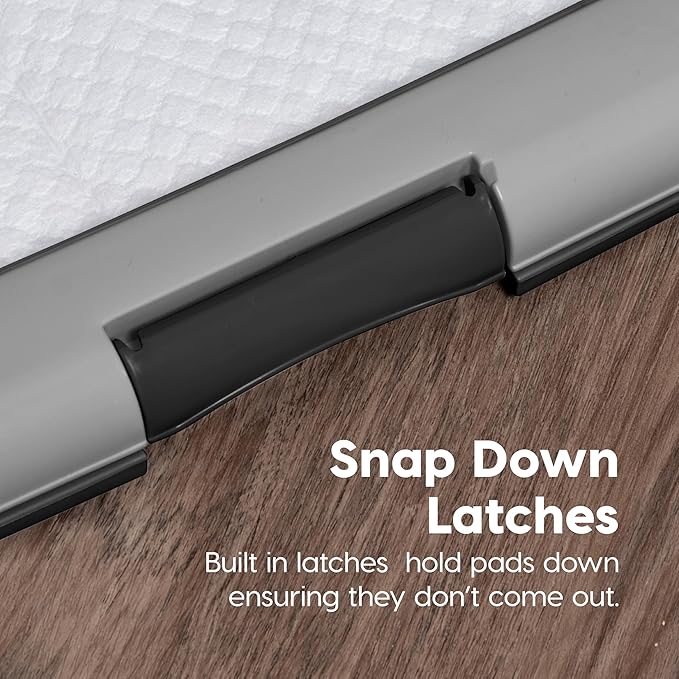 IRIS USA Pee Pad Holder - for Regular Sized Dog and Puppy Pee Pads, Secured Latches, Non-Skid Feet, High Polish Finish for Easy Cleaning, Leak Protection, Fits 22"x22" Pad or Larger, Black/Gray