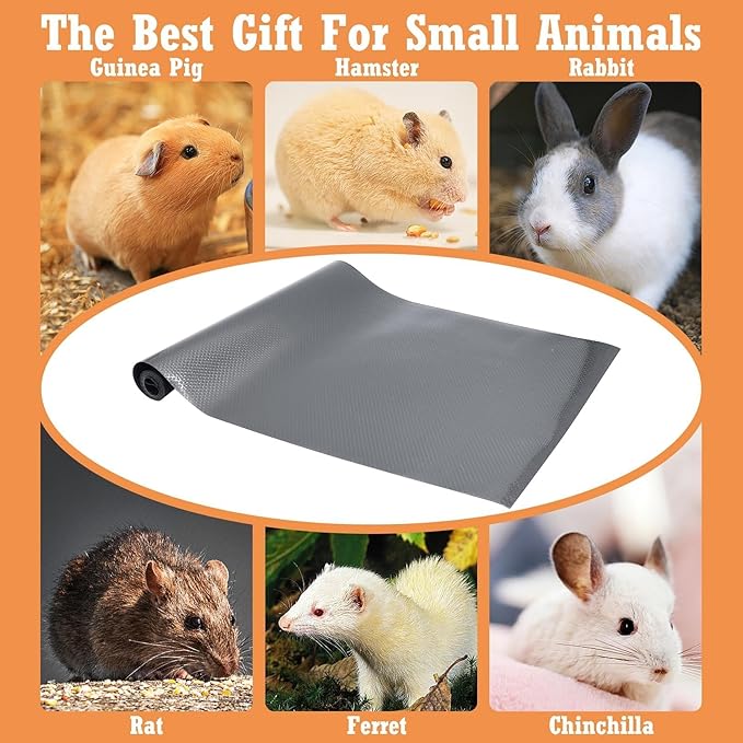 Hamiledyi Guinea Pig Cage Liner Reusable Guinea Pig Bedding Easily Cut to Suit Cage Washable and Anti Slip Guinea Pig Pee Pads for Small Animal Hamster Rat Rabbit Chinchillas (24" x 118" Gray)