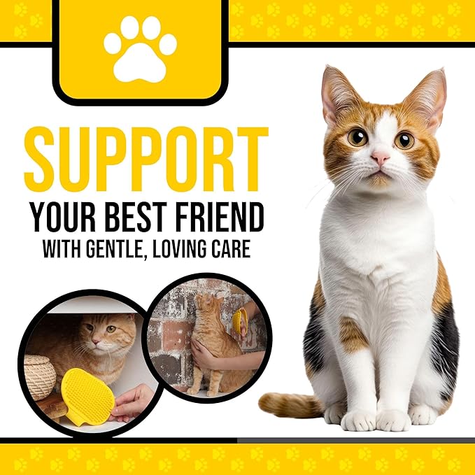 Silicone Dog Bath Brush – Soft Pet Scrubber for Bathing & Grooming – Shampoo Brush for Dogs, Cats & Puppies – Adjustable Strap – Choose from 5 Colors (Yellow)