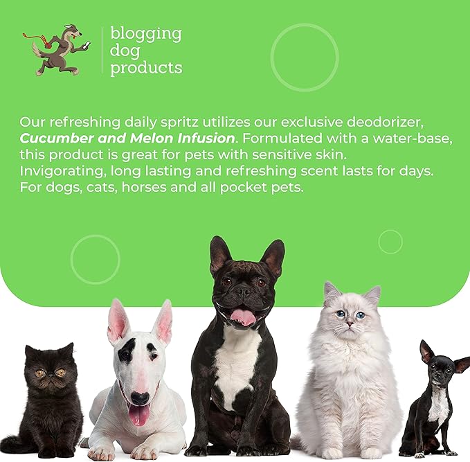 Dog Deodorizing Spray – Long-Lasting Dog Cologne & Pet Odor Eliminator – Cucumber Melon Scented Dog Perfume for Smelly Dogs – Safe, Refreshing Dog Grooming Spray