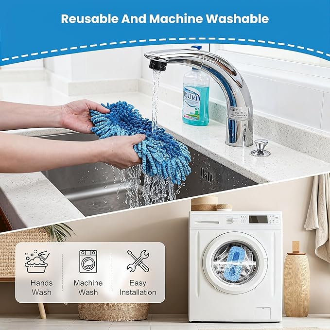 3 Pack Mop Head Replacement Head for O-Cedar Dual-Action Dust Mop Pads Refills Microfiber Mop Head Replacements Hardwood Floors Cleaning Washable Replace Pads