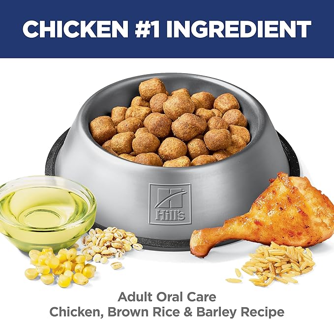 Hill's Science Diet Oral Care, Adult 1-6, Plaque & Tartar Buildup Support, Dry Dog Food, Chicken, Rice, & Barley, 28.5 lb Bag