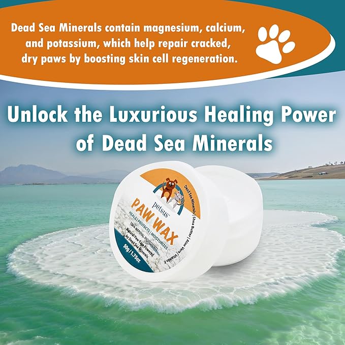 Dog Paw Balm & Paw Wax - Natural Lick-Safe Paw & Nose Moisturizer - Heals Dry, Cracked Pads & Nose - Snout Soothing Formula with Dead Sea Minerals, Shea Butter & Coconut Oil - 1.75 oz