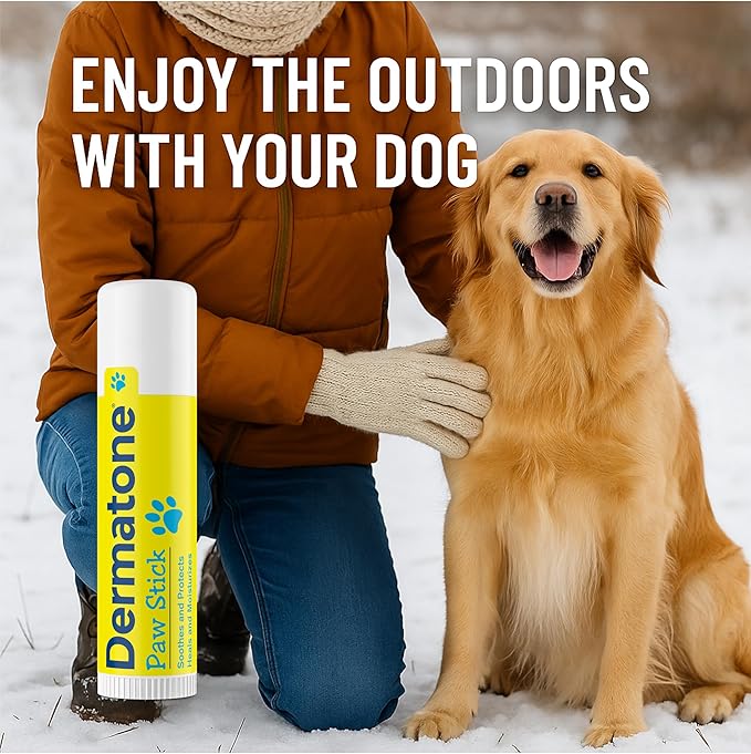 Dermatone Paw Stick for Dogs Stocking Stuffer | Natural Paw Balm for Cold, Heat, Salt, Sand & Snow | Moisturizing, Non-Toxic Paw Protector | Soothes, Repairs and Heals | 0.5oz Twist Stick