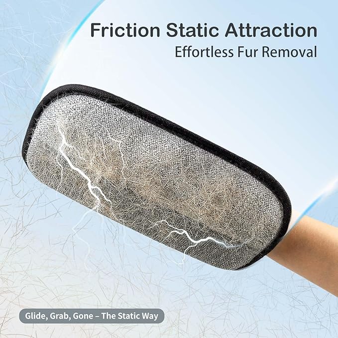 Newly Upgraded Pet Hair Removal Glove - Thickened Electrostatic Cat Dog Hair Remover Glove, Reusable for Couch, Carpet, and Car Seat (Blue, 2 Pack)