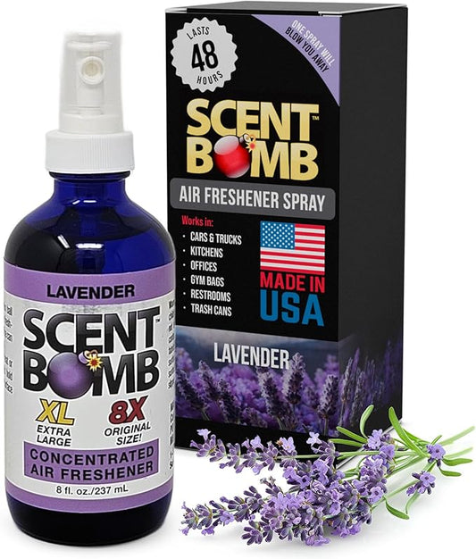 Scent Bomb Air Freshener Spray, Long-Lasting Odor Eliminator for Home & Car, Effective Deodorizer Spray for Kitchen, Bathroom, Fresh Room Spray & Smell Neutralizer, Lavender