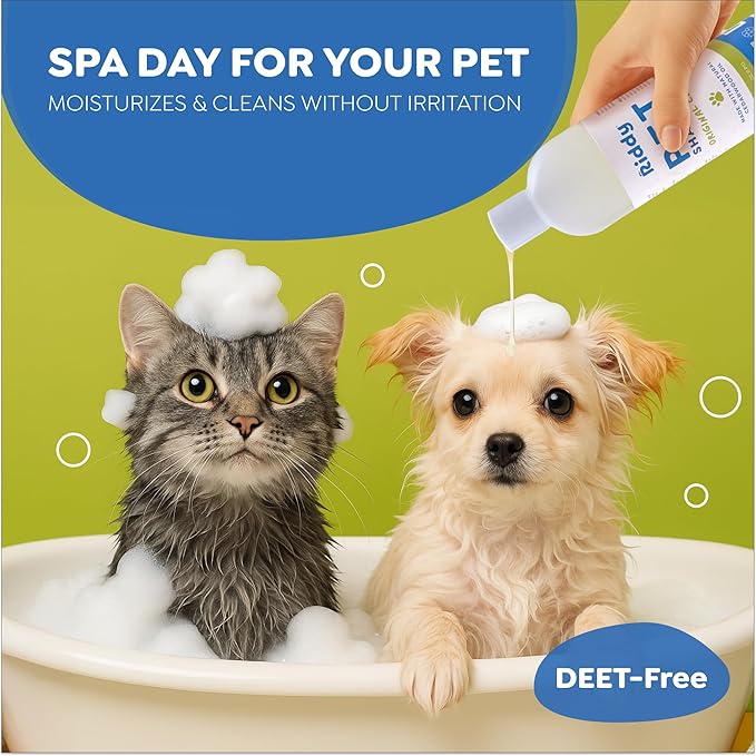 Riddy Pet Shampoo, Handmade Essential Oil Cleanser for Pets, Fragrance Free Moisturizing Formula, Safe for Sensitive Skin with Cedarwood, 1 Pint