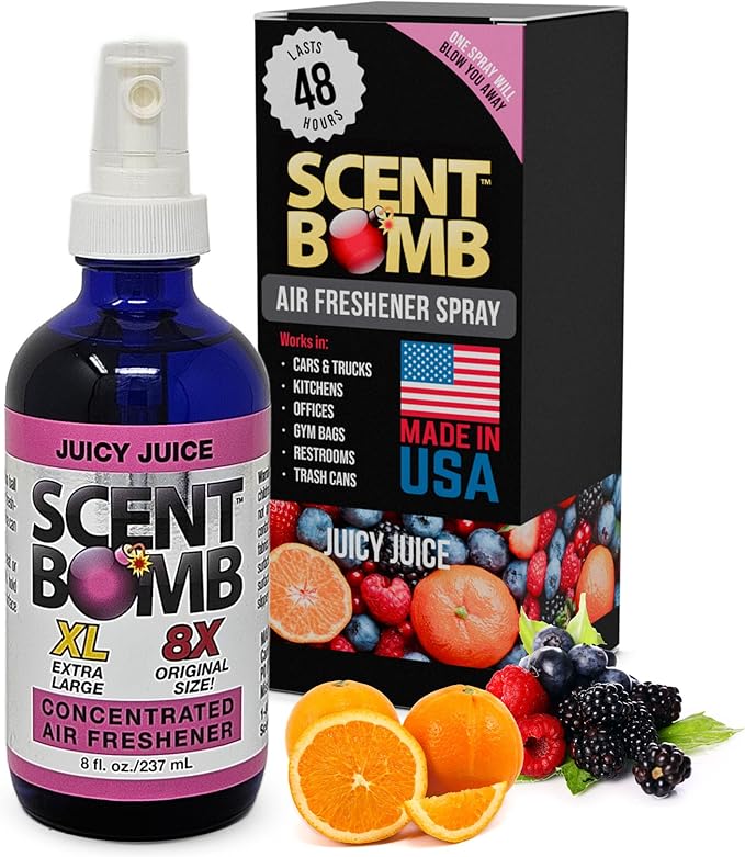 Scent Bomb Air Freshener Spray, Long-Lasting Odor Eliminator for Home & Car, Effective Deodorizer Spray for Kitchen, Bathroom, Fresh Room Spray & Smell Neutralizer, Juicy Juice