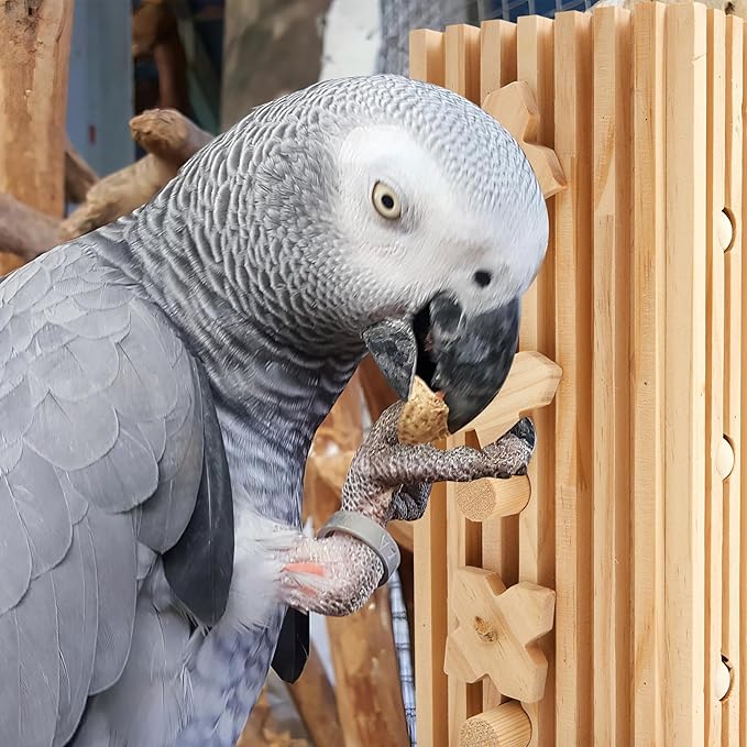 12 x 5 x 4 Inches Extra Large Macaw Toys Bird Parrot Toy Activity Block Multicolored Natural Wooden Parrot Cage Chewing Toys for Large Medium Macaws Bird Activity Block