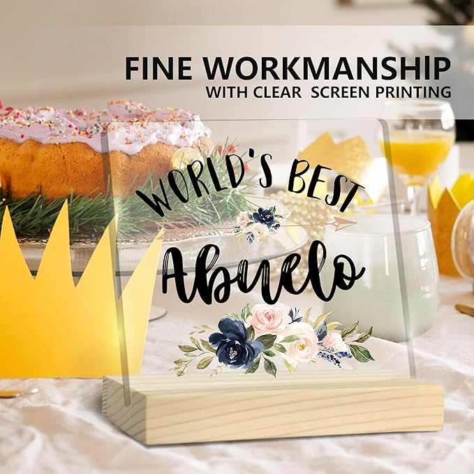 Abuelo Gifts, Gifts for Abuelo, World's Best Abuelo Acrylic Plaque, Best Grandpa Gifts, Grandpa Gifts from Grandkids, Gifts for Grandpa Acrylic Sign Desk Table Shelf Decor