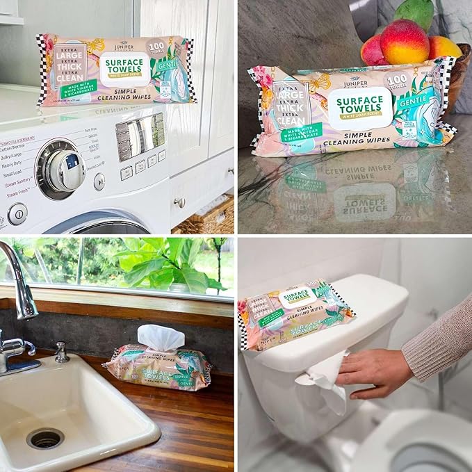 3 Packs Surface Cleaning Wipes, Thick & Large Dispose, All-Purpose Cleaner for Bathroom, Kitchen, Office, 300 Count Soft Flow, Biodegradable, White Soap Scent