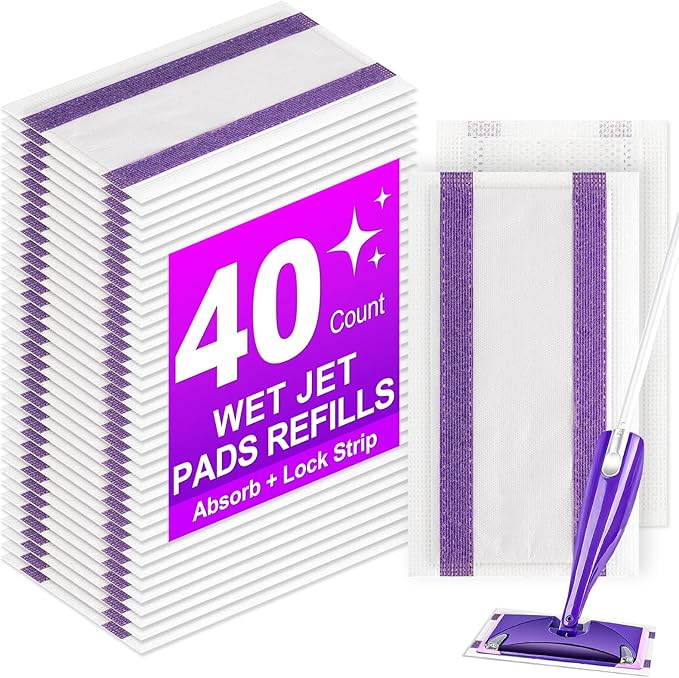 40Pack Mopping Pad Refill for swiffer Wetjet Mop Compatible with swiffer Wet Pads Refill Replacement for swiffer Wet Jet Pads Disposable Multi Surface Floor Mop Pads, Thickness & Absorbent