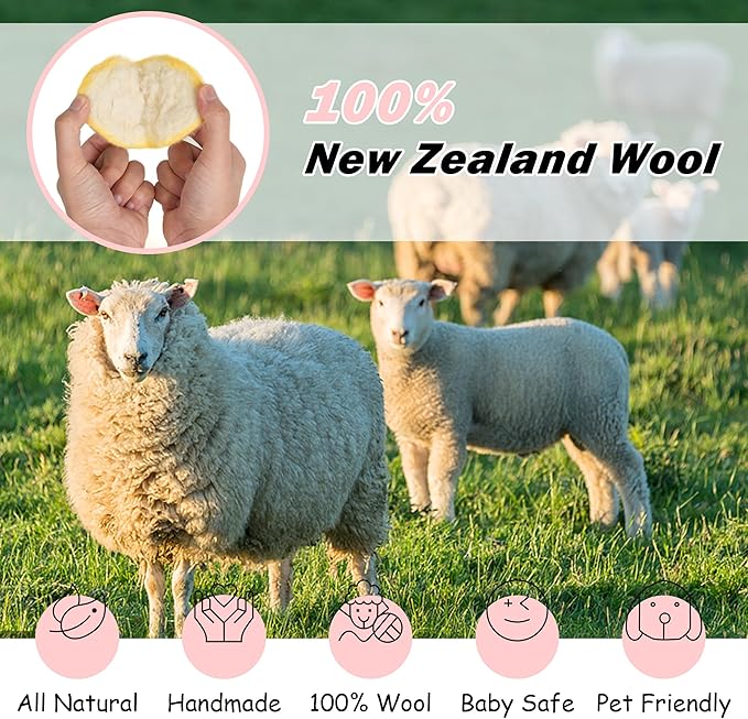 Wool Dryer Balls XL Size 6 Pack - Fun Dryer Balls with Ocean Pattern Cute Dryer Balls Laundry Reusable Anti Static Handmade New Zealand Wool Balls (Travel Pattern)