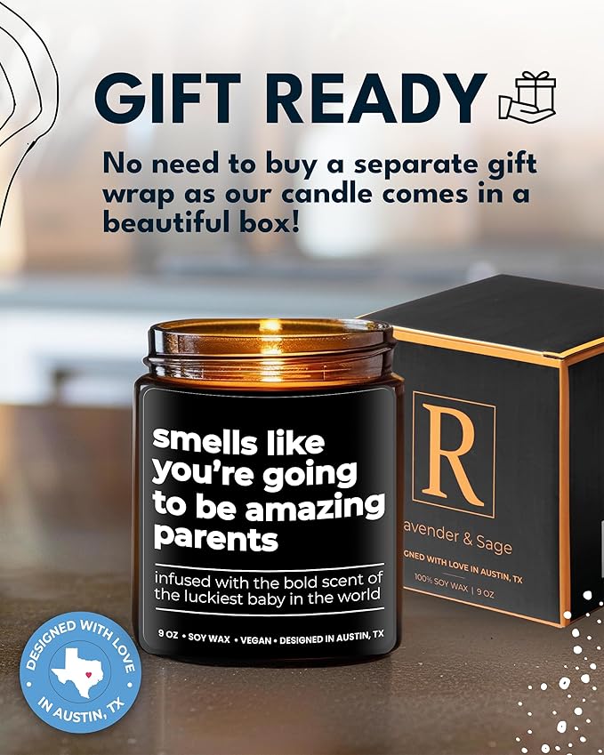 Amazing Parents Candle, Unique Gifts for New Parents for Mother's Day & Father's Day, New Parent Gifts for Couples, Gender Reveal Presents for Mom and Dad to Be, Gift-Ready