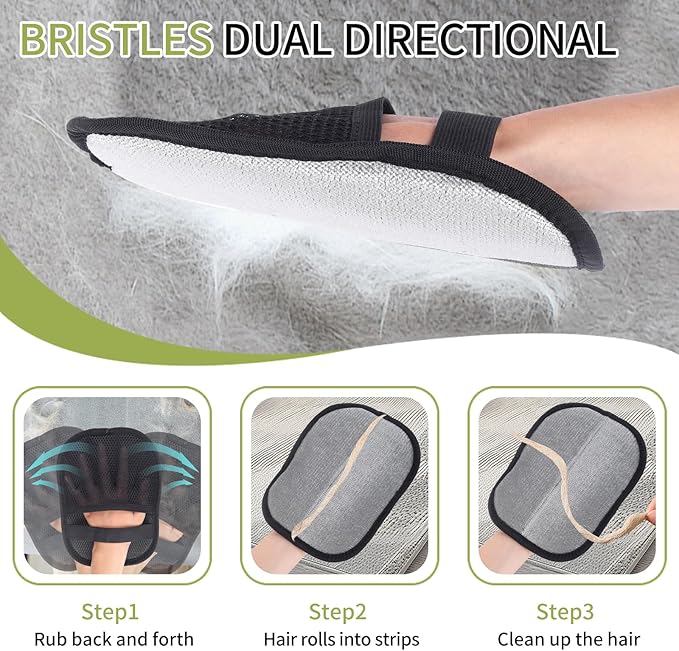 2 Pcs Pet Hair Removal Glove, Magic Brush Electrostatic Pet Hair Remover Glove, Reusable Dog Cat Hair Fur Remover Mitt, Pet Grooming Cleaning Gloves, Pet Hair Cleaner Removal Tool for Couch, Carpet