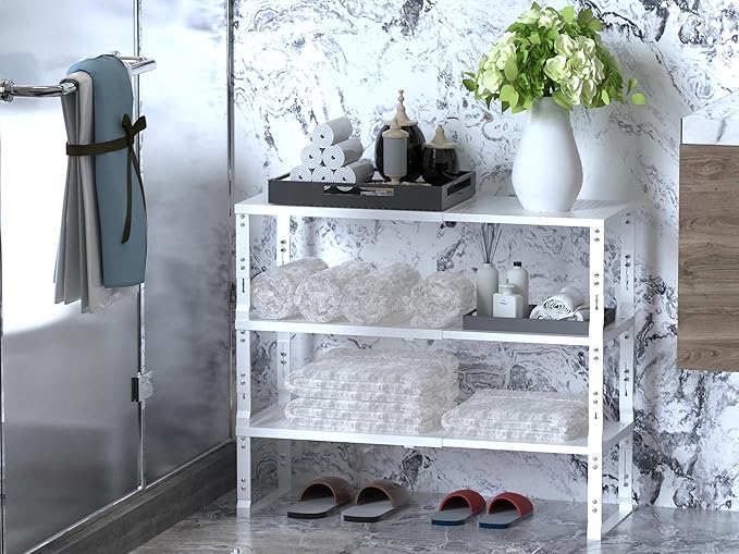 Adjustable Expanable Stackable Spice Rack Shelf Pantry Storage Organizer for Kitchen Cabinet,Countertop,Bathroom and More.Space is no Longer Limited(3Packs/White/Large)