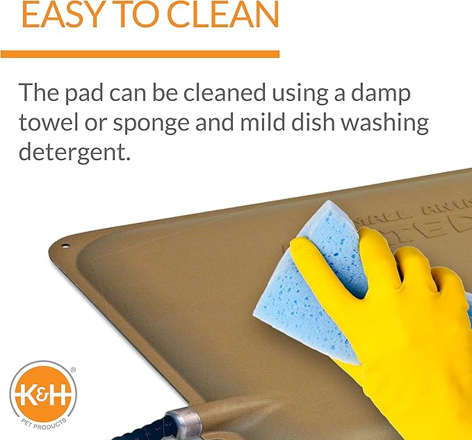 K&H Pet Products Small Animal Outdoor Heated Pad, Waterproof, Chew Resistant, Safety Listed, Indoor Outdoor Heater Warming Pad for Cat Houses, Rabbit Hutches, or Chick Brooders - 12 X 9in Tan 20W