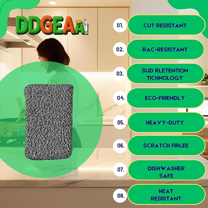Heavy - Duty Kitchen Sponge - 20 Times More Durable, Scratch Free, Suitable for Non Stick Cookware Cut Resistant, Multi - Purpose Cleaning Supplies for Home, Bathroom (2 Pack Grey)