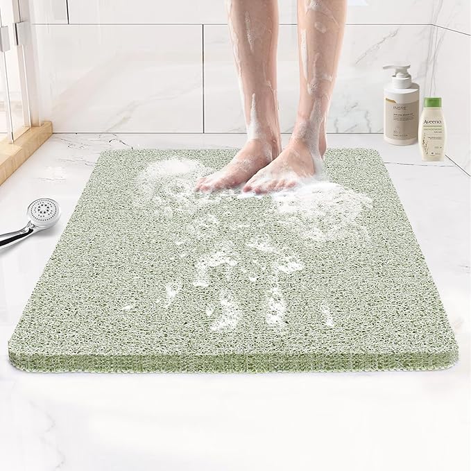Joyhalo Shower Mats for Showers Anti Slip for Elderly, 24'' x 24'' Non Slip Bath Mat for Inside Shower, Bath Tub Mats for Bathroom Non Slip for Shower, PVC Loofah Bathroom Mats, Mint Green