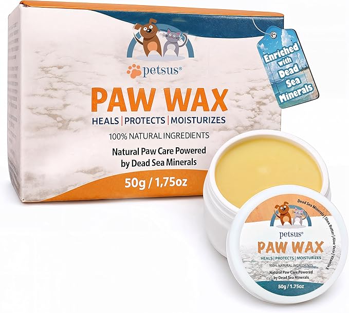 Dog Paw Balm & Paw Wax - Natural Lick-Safe Paw & Nose Moisturizer - Heals Dry, Cracked Pads & Nose - Snout Soothing Formula with Dead Sea Minerals, Shea Butter & Coconut Oil - 1.75 oz