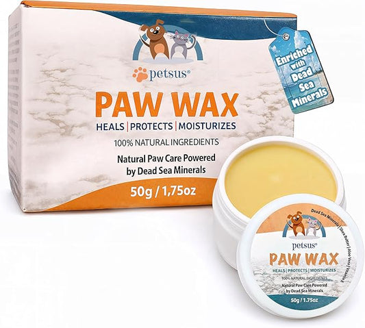 Dog Paw Balm & Paw Wax - Natural Lick-Safe Paw & Nose Moisturizer - Heals Dry, Cracked Pads & Nose - Snout Soothing Formula with Dead Sea Minerals, Shea Butter & Coconut Oil - 1.75 oz