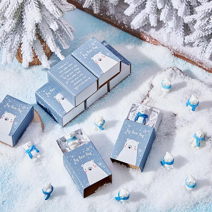 HyDren 72 Sets Mini Resin Bears Christmas Appreciation Gifts Mini Polar Figurines with Container Xmas Micro Landscape Ornament Thank You Gifts for Employees Friends Bulk Team Xmas Party Favors