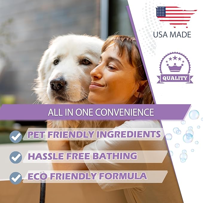 GreenFist Pet Shampoo Conditioner for Dogs & Cats Care Intense Cleaning Power Sooth Skin Made in USA (Lavender 1 Gallon)