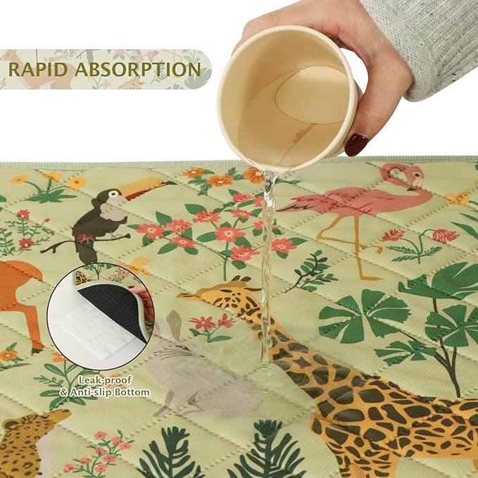 IEUUMLER Washable Pee Pads for Dogs, 2 Pack Forest Pattern Reusable Waterproof Puppy Pads, Non-Slip Super Absorbent Dog Training Pad for Playpen Crate Bed EU013 Green Jungle, 30x20