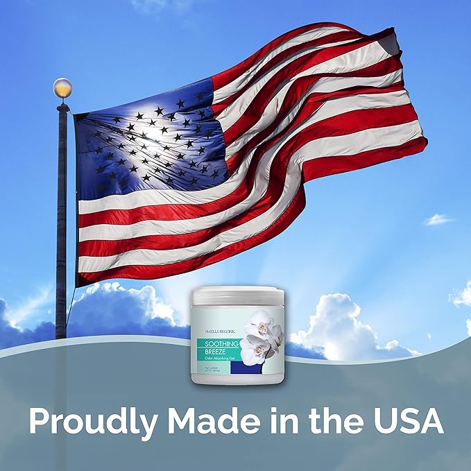 SMELLS BEGONE Air Freshener Odor Absorber Gel - Absorbs Odor from Bathrooms, Cars, Pet Areas, Boats and RVs - Made with Essential Oils - Soothing Breeze Scent - 15 Ounce