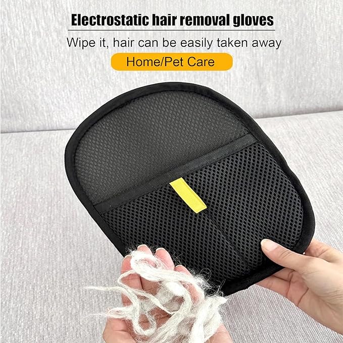 3 Pcs Pet Hair Remover Electrostatic Gloves，Pet Hair Removal Glove,Electrostatic Pet Hair Remover Gloves for Furniture, Carpet, and Car Seats - Reusable Pet Grooming Tool (3)