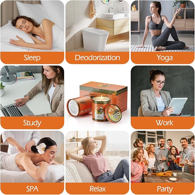 Decorative Candles for Home, Scented Wax, Indoor Use (Amber & Vetiver & Musk)