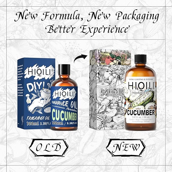 HIQILI Cucumber Fragrance Oil for Diffuser Use, Fresh Scents for DIY Soap, Body Spray, Candle Supplies for Candle Making - 5.07 Fl Oz