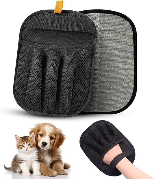 Pet Hair Removal Glove – Newly Upgraded Electrostatic Five-Finger Cat & Dog Hair Remover Tool for Clothes, Furniture, Carpet, Curtains & Car – Reusable Grooming Mitt for Pets