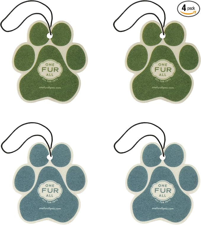 One Fur All Pet House & Car Freshener - Bamboo Watermint/Med Sea Pack of 4 - Non-Toxic, Pet-Friendly Odor Eliminator For Small Spaces & Car - Hanging Air Freshener