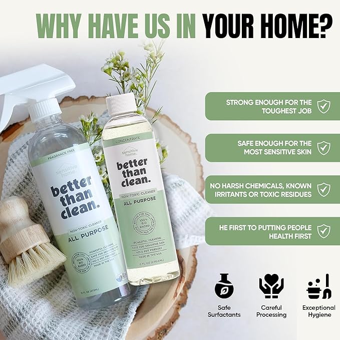 All Purpose Cleaner Starter Pack – Plant-Based, Fragrance Free, Empty Refillable, Cleaning Kit with 8oz Concentrate & 16oz Spray Bottle