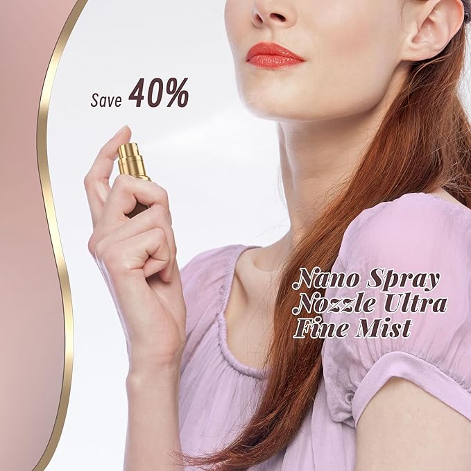 10ml Perfume Travel Refillable Atomizer,Genuine Leather Bottom Filling Perfumes Bottle,Mini Fragrances Dispenser,Portable Cologne Sprayer Pocket Size for Plane Trip Gift 0.34oz (Brown-10ml)