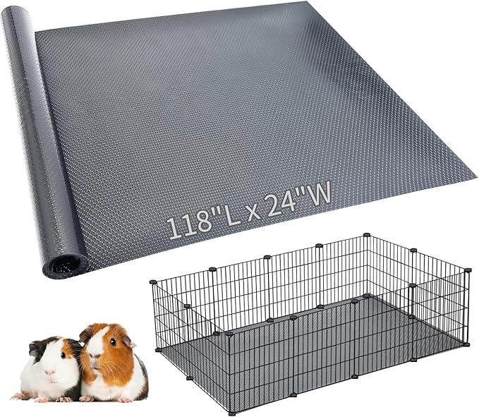 Hamiledyi Guinea Pig Cage Liner Reusable Guinea Pig Bedding Easily Cut to Suit Cage Washable and Anti Slip Guinea Pig Pee Pads for Small Animal Hamster Rat Rabbit Chinchillas (24" x 118" Gray)