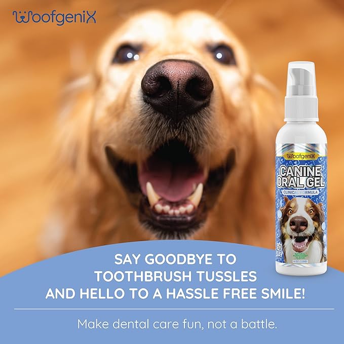 Dog Teeth Cleaning Gel - Canine Tooth Brushing Alternative - Vet Reviewed to Eliminate Plaque, Tartar & Bad Breath - Breath Freshener - Natural Peppermint (60 Day Supply)